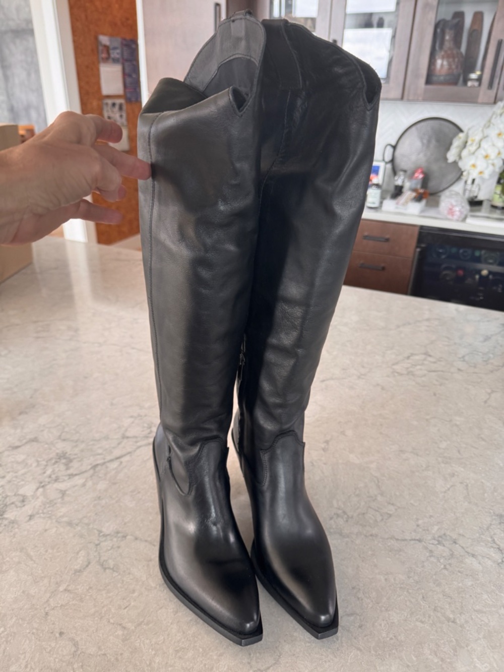Sundance CAVALIERE Black Knee-High Leather Boots - Picture 4 of 4